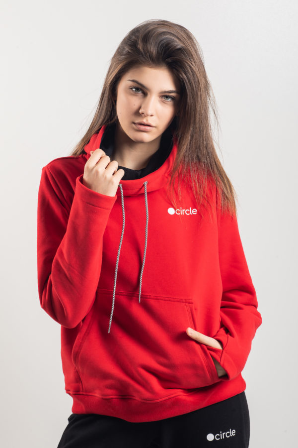 Circle Women Stylish Tracksuit Black/Red/Light Gray - Image 3